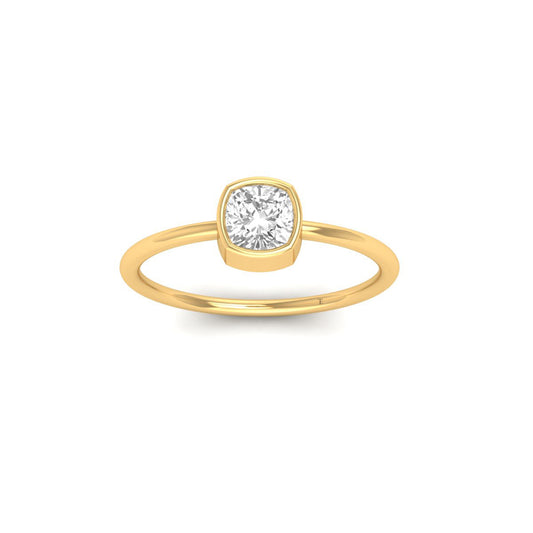 1.0CT Moissanite Bezel Setting Cushion Lab Created Diamond Solitaire Promise Rings 925 Sterling Silver