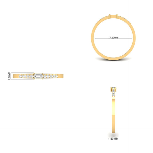 1.0CT Baguette Rings for Women S925 Sterling Silver Moissanite Rings D Color VVS1 Lab Created Diamond Dainty Wedding Band Ring