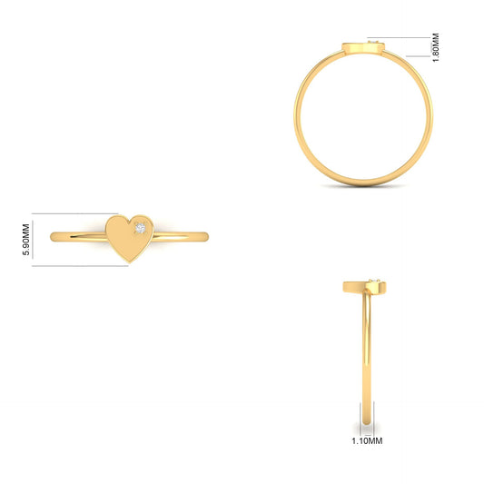 True Elegant Small Heart Ring with a Dainty Diamond Promise Ring In 18kt Gold Over Sterling Silver