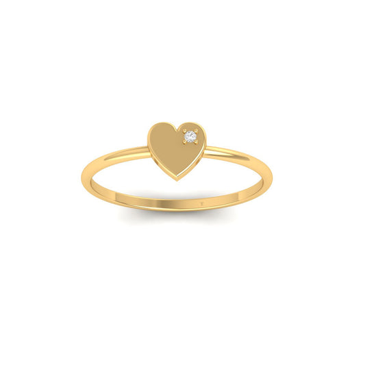 True Elegant Small Heart Ring with a Dainty Diamond Promise Ring In 18kt Gold Over Sterling Silver