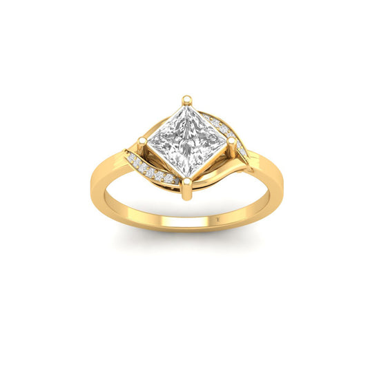 1.16ct D Color VVS1 Clarity Princess Cut Moissanite Rings for Women Wife 18kt Gold Over Sterling Silver