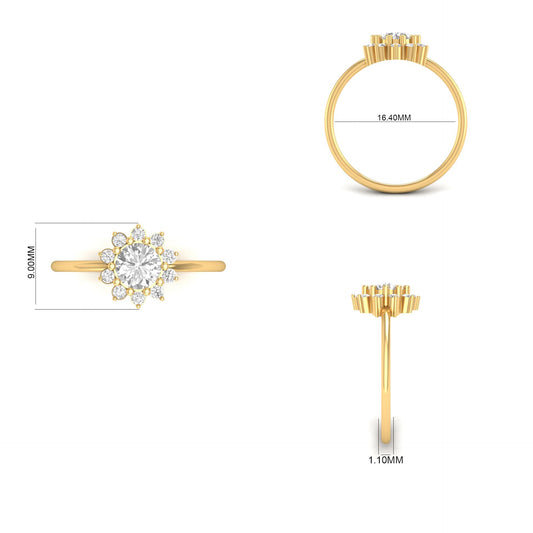 1.0 Carat Moissanite Rings for Womens Engagement Rings 925 Sterling Silver Sunflower Mossinate Rings for Women