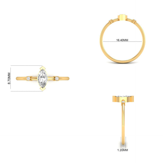 0.50CT Center Moissanite Marquise Shaped Engagement Rings 925 Sterling Silver Wedding Ring