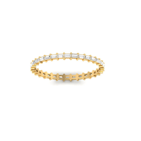 1ct Baguette Moissanite Minimalist Eternity Wedding Ring Band In 18kt Gold Plated Over Sterling Silver