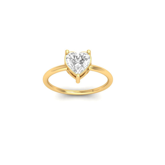 1.50 Carat Heart Shape Lab Created Moissanite Diamond Solitaire Engagement Ring In 18K Gold Plated 925 Sterling Silver