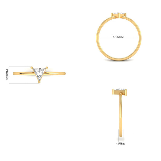 1 Ct Trillion Cut Diamond Solitaire Wedding Engagement Rings For Women 14K Yellow Gold Finish Promise Ring 925 Silver