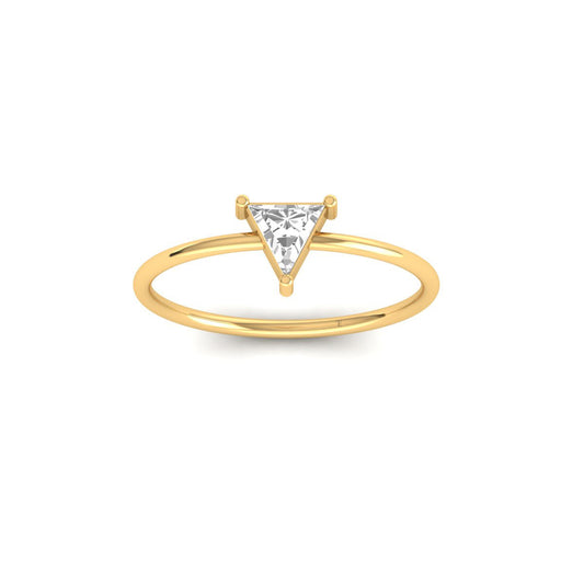 1 Ct Trillion Cut Diamond Solitaire Wedding Engagement Rings For Women 14K Yellow Gold Finish Promise Ring 925 Silver