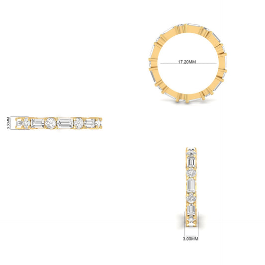 2.8CT Baguette & Round Moissanite Wedding Band