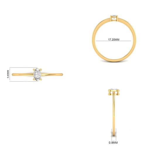 1.0CT Moissanite Bezel Setting Oval Lab Created Diamond Solitaire Promise Rings in 14K Yellow Gold Plated Sterling Silver