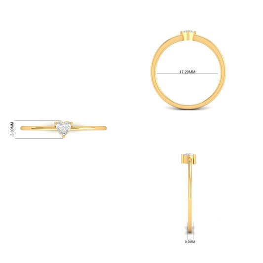 Moissanite Tiny Heart Ring for Women Thin Stacking Dainty Ring Cute Stackable Minimalist Ring Sterling Silver