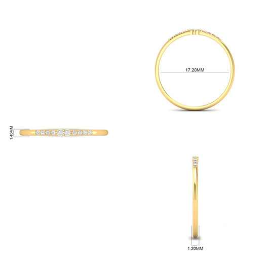 Moissanite D Color VVS1 Clarity Diamond Delicate Thin Wedding Promise Band Ring 18kt Gold Over Sterling Silver