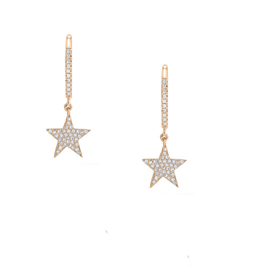 1.0CT Diamond Butterfly Dangle And Drop Earrings 925 Sterling Silver 18kt Gold Plated