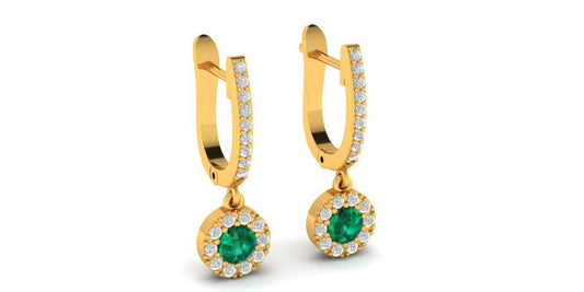 2.0CT Emerald And Moissanite Dangle And Drop Earrings In Sterling Silver