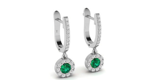 True Elegant 2.0CT Emerald And Moissanite Drop Earrings In Sterling Silver