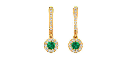 2.0CT Emerald And Moissanite Dangle And Drop Earrings In Sterling Silver
