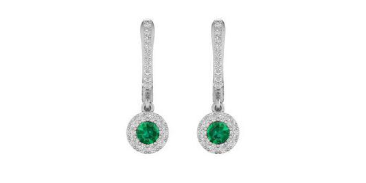 True Elegant 2.0CT Emerald And Moissanite Drop Earrings In Sterling Silver