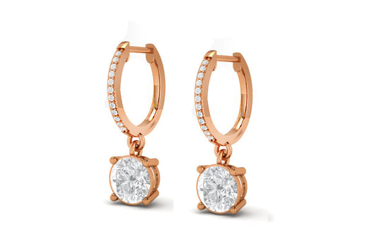 True Elegant 2.0CT Moissanite Diamond Drop Earrings 18kt Gold Plated