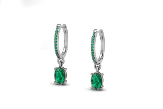 4.0CT Lab Created Emerald Drop Earrings In Sterling Silver