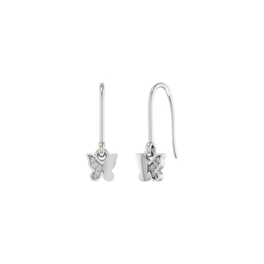True Elegant Moissanite Diamond Butterfly Dangle Drop Everyday Earrings 925 Sterling Silver