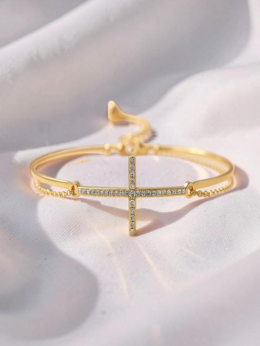 Link Bracelet Gold Plated CZ