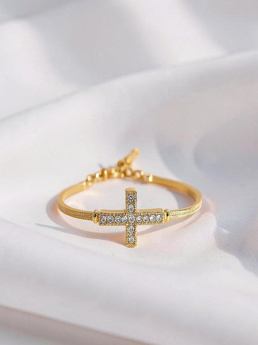 Glam Link Bracelet Gold Plated CZ