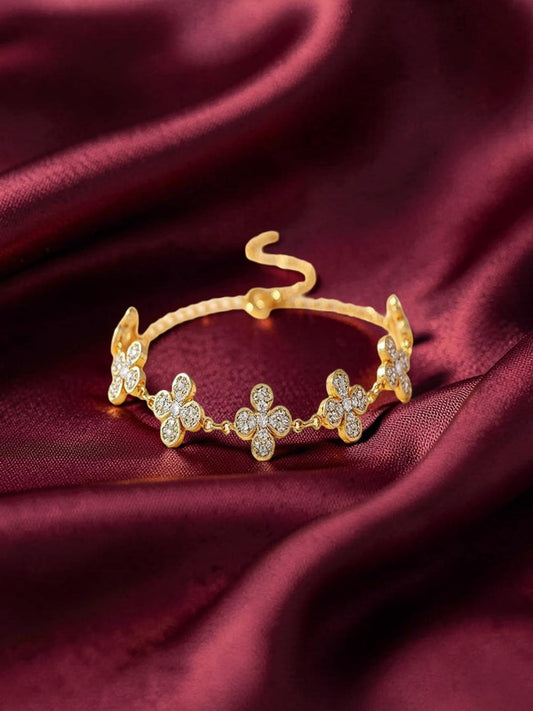 Statement Charm Bracelet Gold Plated CZ