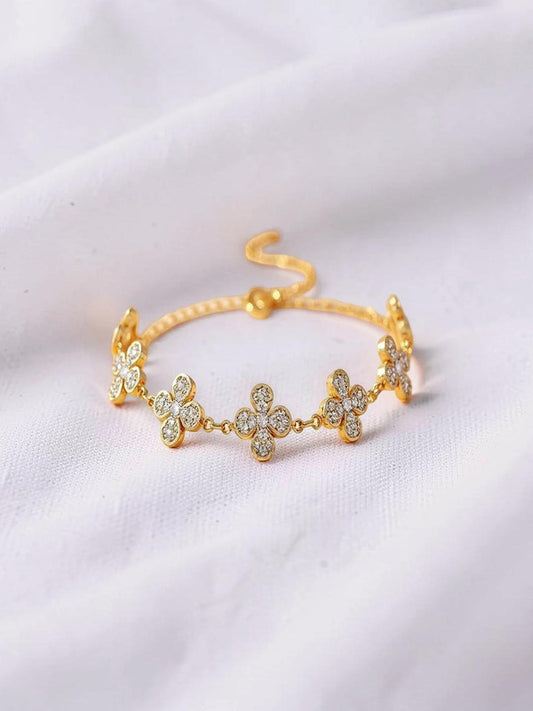 Statement Charm Bracelet Gold Plated CZ