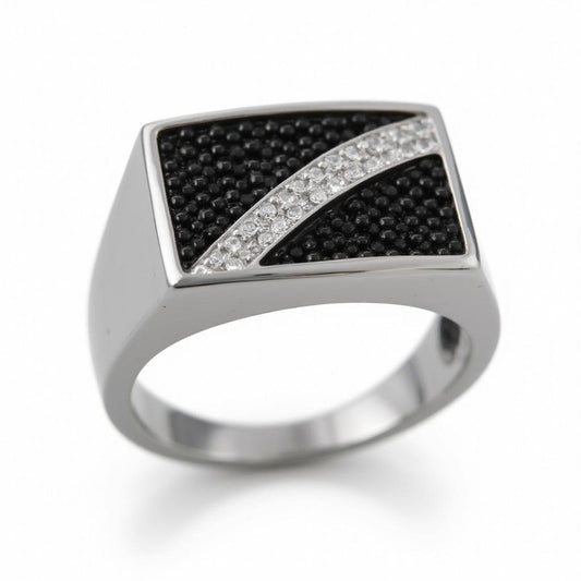 Moissanite Diagonale Signet Ring For Men