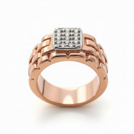 Watch Link Moissanite Ring - Men's Statement Jewelry
