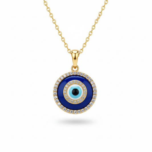 Moissanite Evil Eye Necklace Protection Charm Jewelry