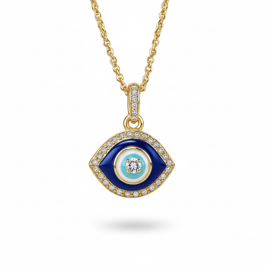 Eye-Shaped Evil Eye Pendant Necklace