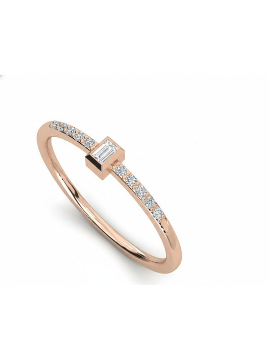 Emerald Cut Minimal Ring in 925 Sterling Silver - White Finish | True Elegant