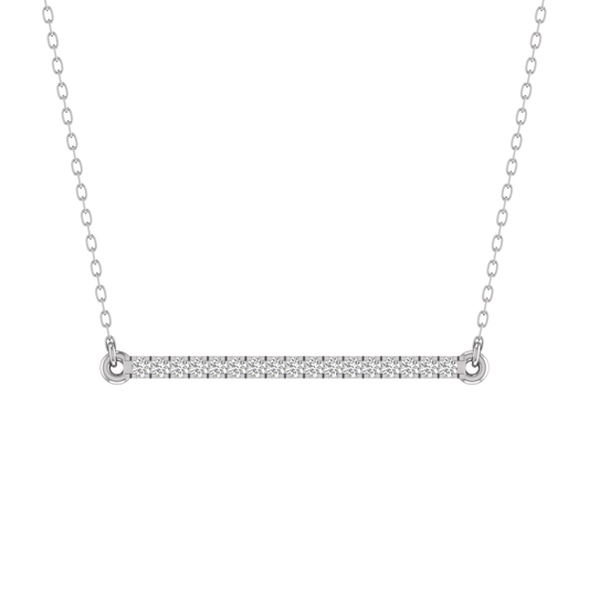 1.0CT Moissanite Diamond Bar Pendant Necklace With 18 Inch Cable Chain 925 Sterling Silver
