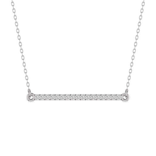 1.0CT Moissanite Diamond Bar Pendant Necklace With 18 Inch Cable Chain 925 Sterling Silver
