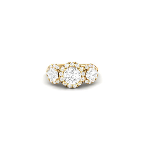 Three-Stone Moissanite Wedding Halo Ring