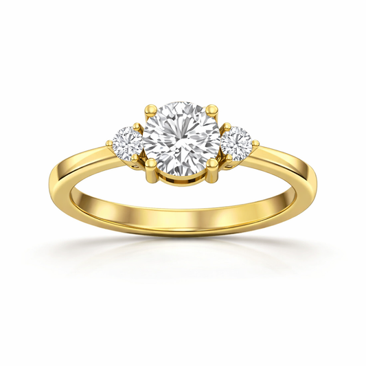 1.0CT Moissanite Three Stone Stacable Ring For Her In 18kt Gold Over Sterling Silver