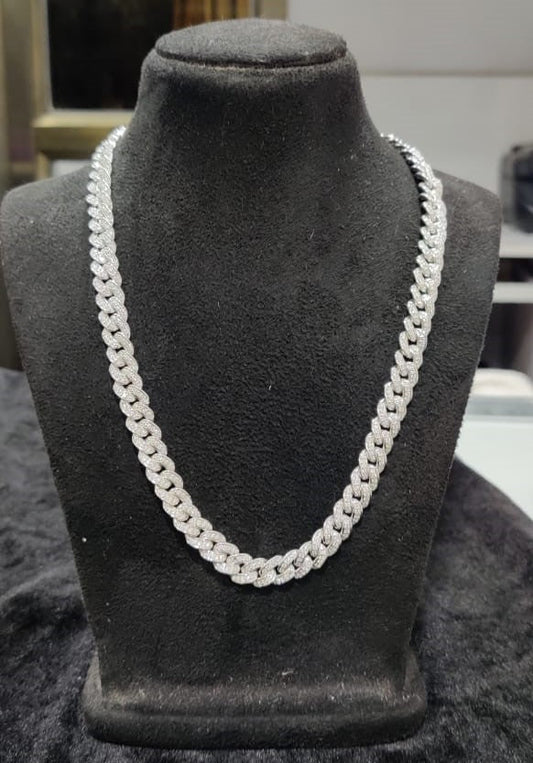 True Elegant Men's Sterling Silver Cuban Chain with Moissanite Diamonds - Ultimate Luxury HIP HOP Chain