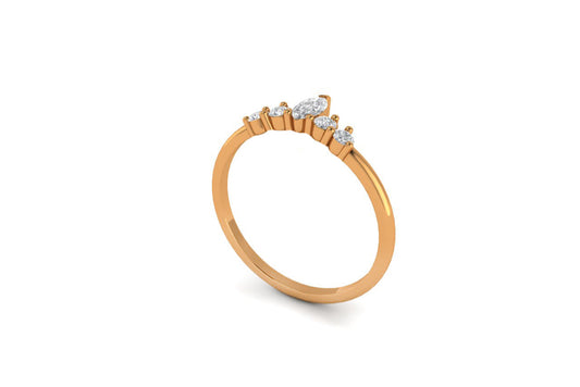 True Elegant Curved Moissanite Crown Stackable Ring For Her