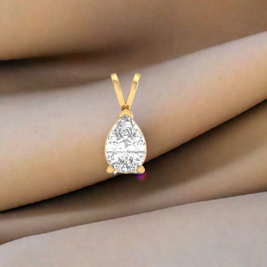 0.46CT Pear Moissanite Pendant Necklace In 18kt Gold Over Sterling Silver