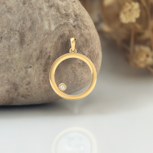 0.013CT Diamond Circle Dainty Pendant In 18kt Gold Over Sterling Silver 0.013CT Diamond Circle Dainty Pendant In 18kt Gold Over Sterling Silver