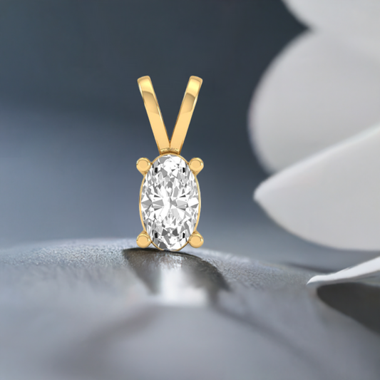 0.17CT Oval Moissanite Pendant Necklace In 18kt Gold Over Sterling Silver