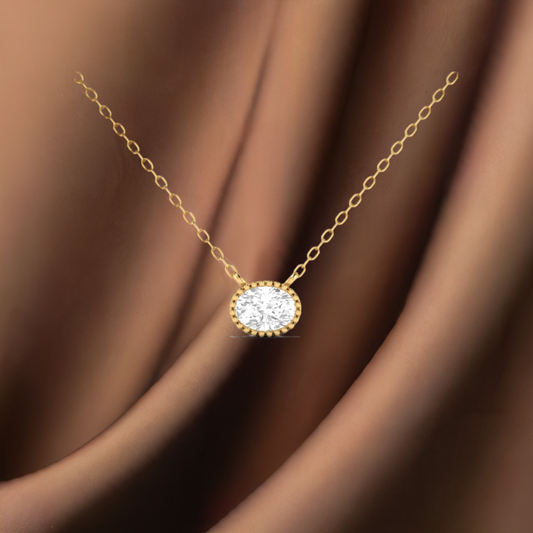 1.0CT Oval Diamond Dainty Pendant In Sterling Silver