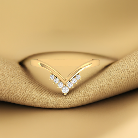 0.13CT Diamond Curve Dainty Ring In 18kt Gold Over Sterling Silver