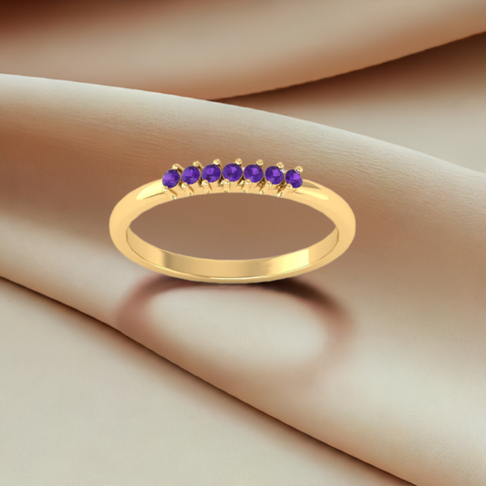0.13CT Amethyst Dainty Wedding Ring in 18kt Gold Over Sterling Silver