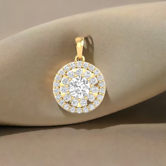 0.50CT Moissanite Diamond Cluster Pendant Necklace In 18kt Gold Over Sterling Silver