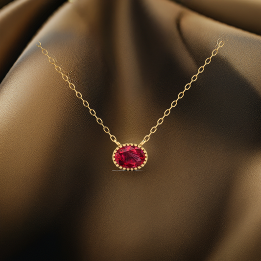 1.0CT Oval Garnet Pendant Necklace In Sterling Silver