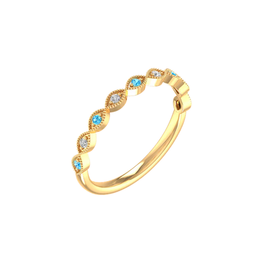 0.13CT Topaz And Diamond Stacable Ring In 18kt Gold Over Sterling Silver