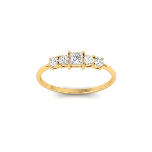 0.38CT Princess Cut Moissanite Ring 18kt Gold Over Sterling Silver