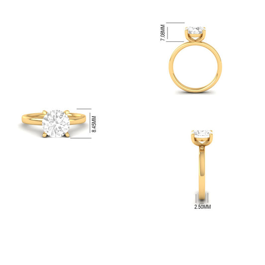 Round Cut Moissanite Solitaire Engagement Ring in 14K Gold Plated