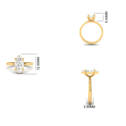 Marquise Cut Moissanite Solitaire Engagement Ring | Elegant Minimalist Promise Ring | Dainty Marquise Engagement Ring for Women